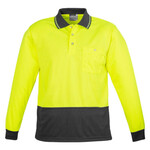 Unisex Hi Vis Basic Spliced Long Sleeve Polo