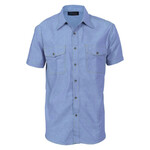 Mens Twin Flap Pocket Cotton Chambray Short Sleeve Shirt