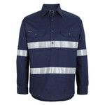 Mens Close Front Long Sleeve 150G Work Shirt Reflective Tape