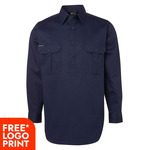 Mens Long Sleeve 190G Close Front Work Shirt