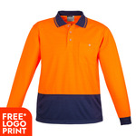 Unisex Hi Vis Basic Spliced Long Sleeve Polo