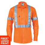 Mens HiVis D/N Cotton Shirt with Cross Back Generic R/Tape